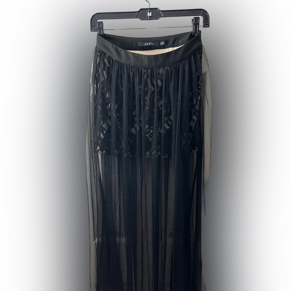 Mini Skirt With Sheer Overlay - Picture 12 of 15